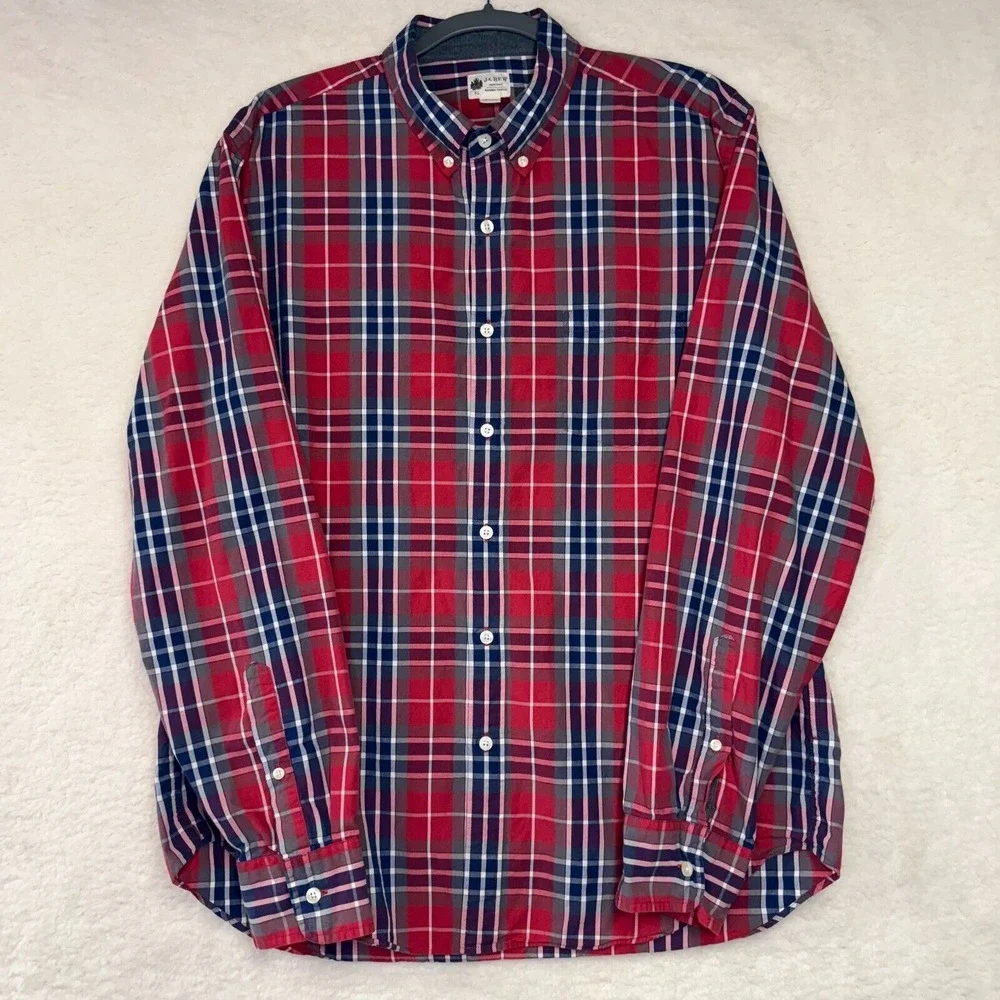 J. Crew Mens Tartan Plaid Long Sleeve Button Down Shirt  - Size‎ XL